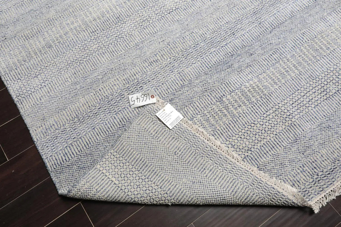 Multi Sizes Blue Hand Knotted Wool and Silk Modern Oriental Area Rug-2