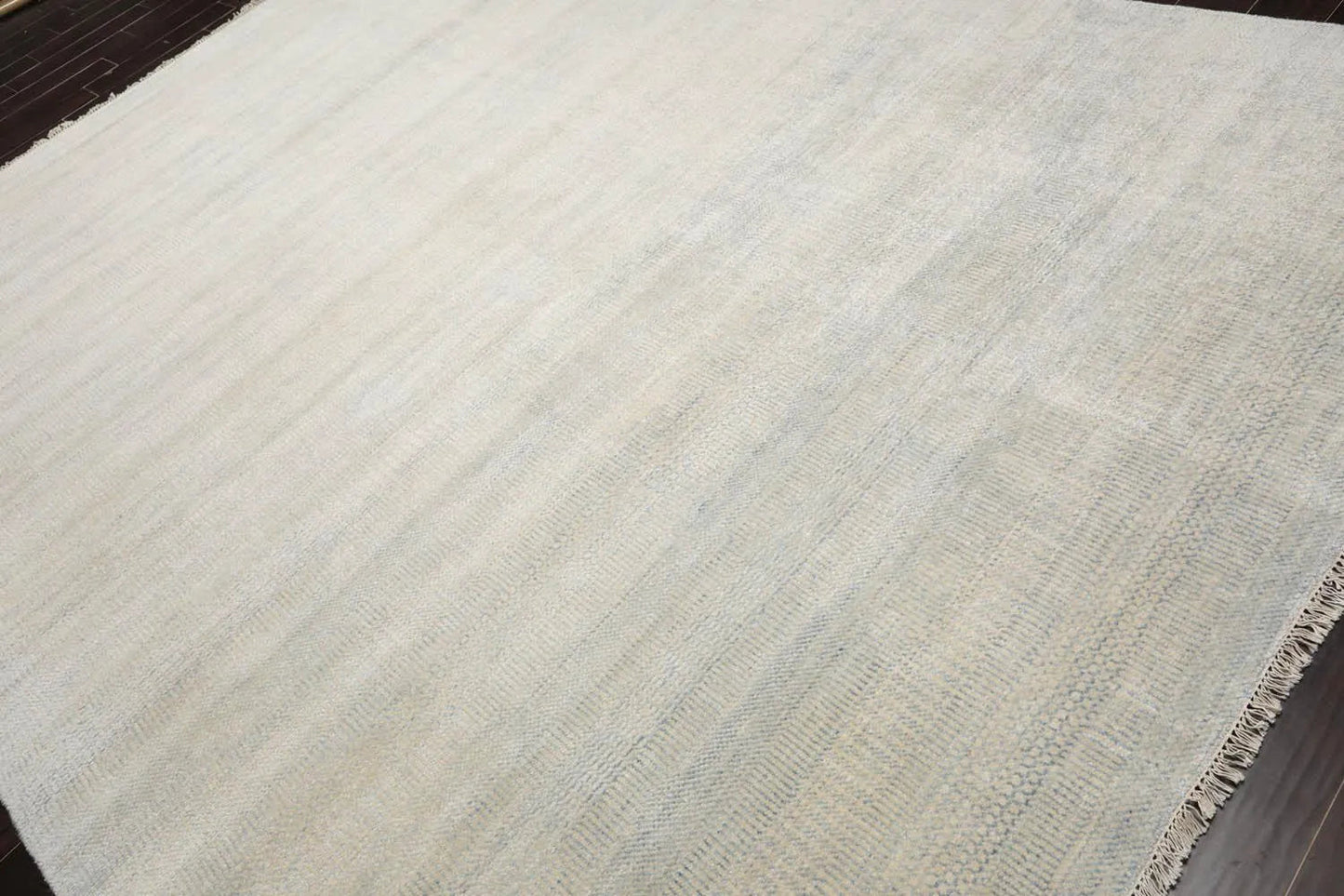 Multi Sizes Beige Hand Knotted Wool and Silk Modern Oriental Area Rug-1