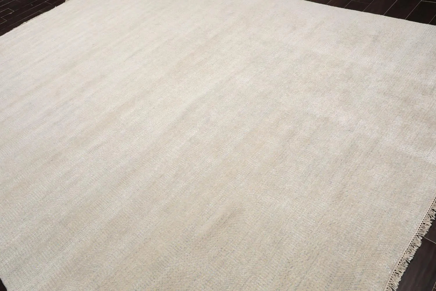 Multi Sizes Beige Hand Knotted Wool and Silk Modern Oriental Area Rug-1