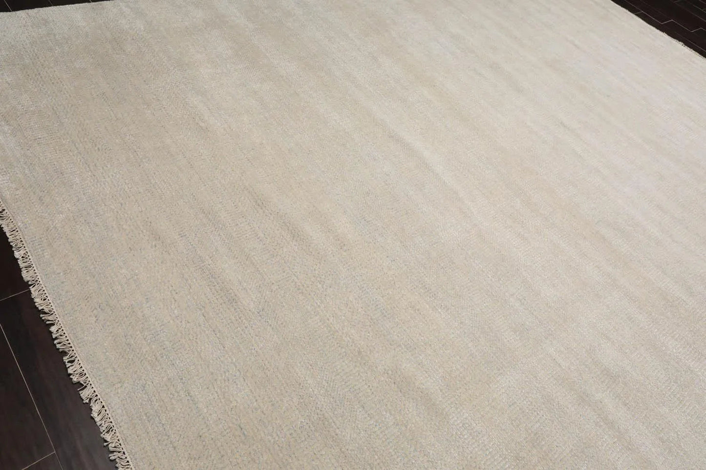 Multi Sizes Beige Hand Knotted Wool and Silk Modern Oriental Area Rug-2