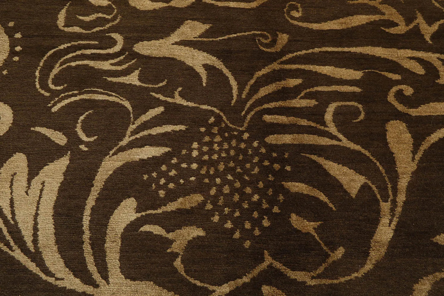 8x10 Olive, Gold Hand Knotted Tibetan Wool and Silk Transitional Oriental Area Rug-3