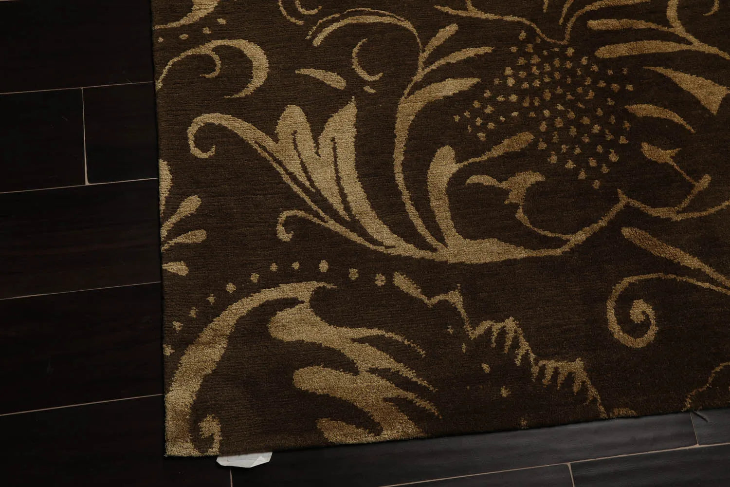 8x10 Olive, Gold Hand Knotted Tibetan Wool and Silk Transitional Oriental Area Rug-4