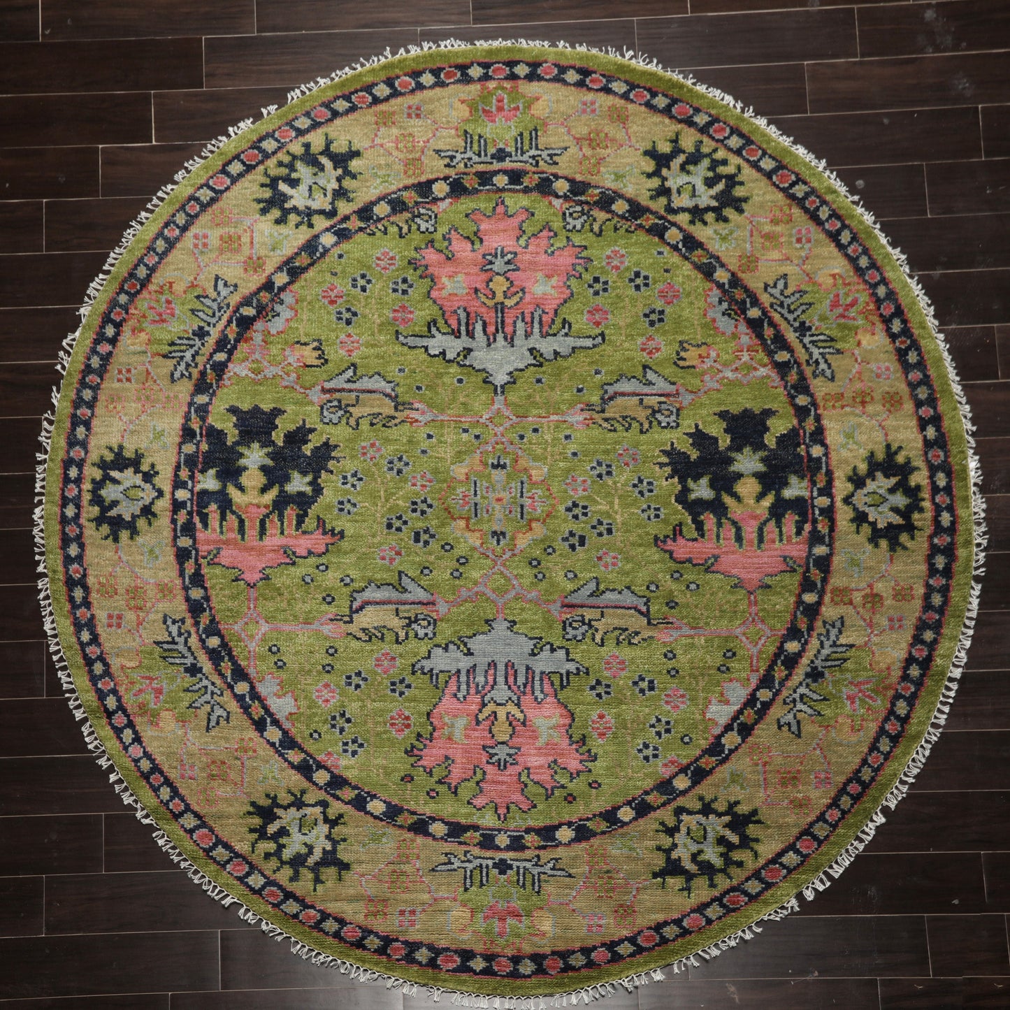 Multi Sizes Green, Pink Hand Knotted Muted Turkish Oushak 100% Wool Traditional Oriental Area Rug-8
