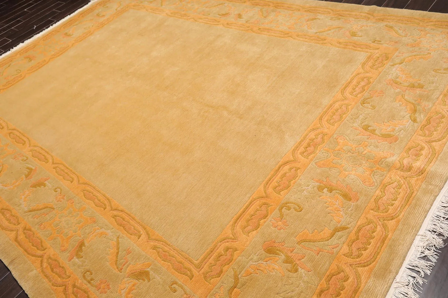 8'10'' x 11'10'' Hand Knotted Tibetan Wool Neo Classic Oriental Area Rug Beige-2