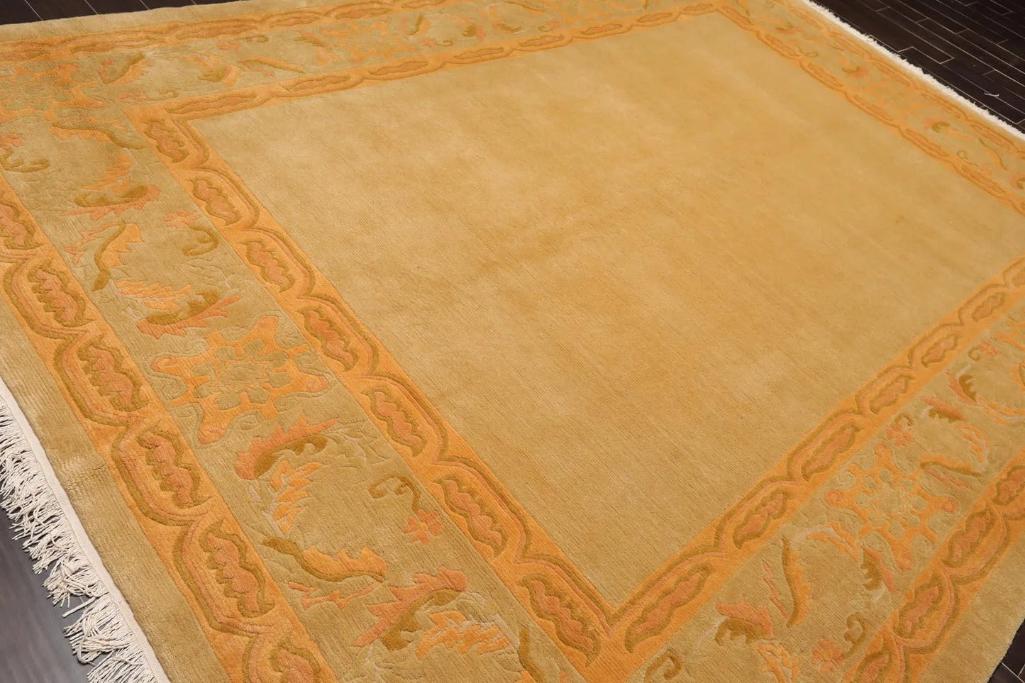 8'10'' x 11'10'' Hand Knotted Tibetan Wool Neo Classic Oriental Area Rug Beige-3