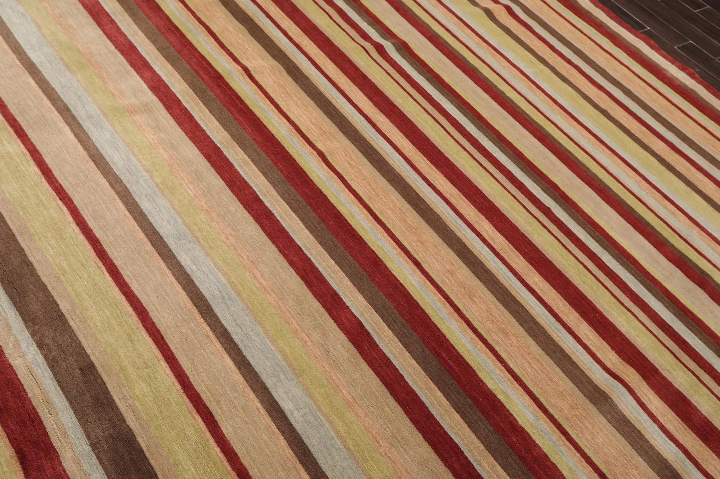 8'1'' x 9'8'' Hand Knotted Tibetan 100% Wool Stripes Oriental Area Rug Rust-2