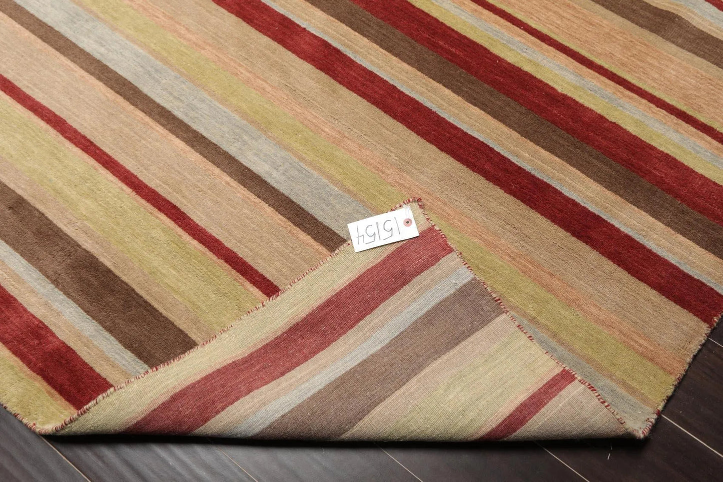 8'1'' x 9'8'' Hand Knotted Tibetan 100% Wool Stripes Oriental Area Rug Rust-4