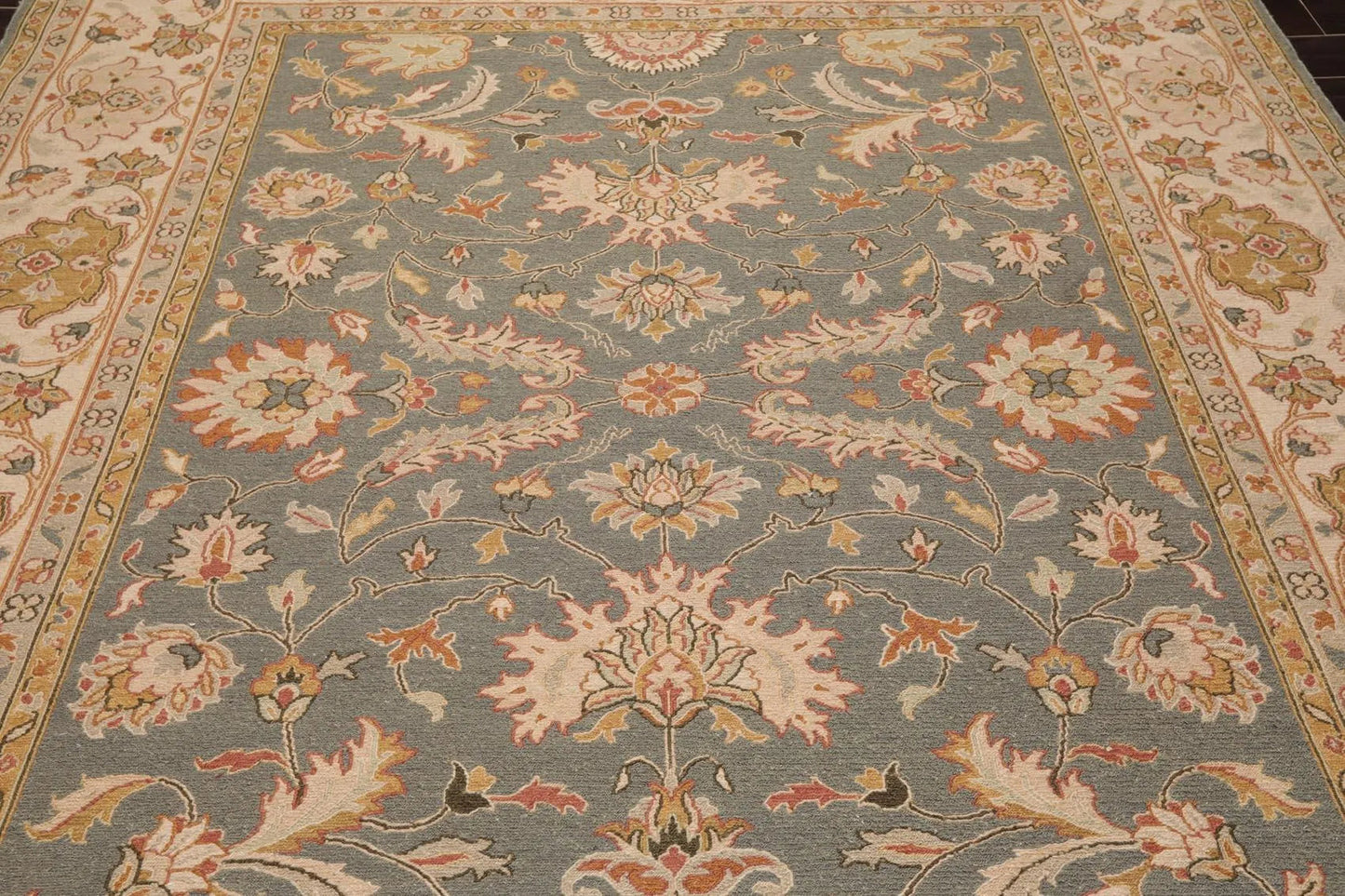 8' x 9'10'' Hand Knotted 100% Wool Area Rug Slate Flat pile-3
