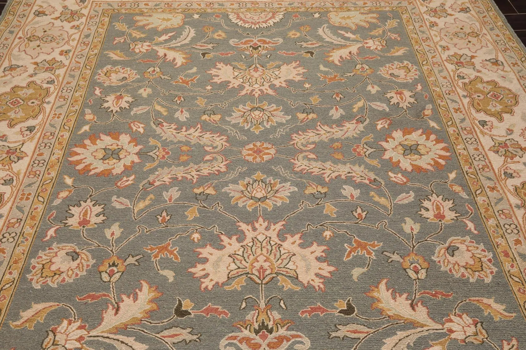 8' x 9'10'' Hand Knotted 100% Wool Area Rug Slate Flat pile-3