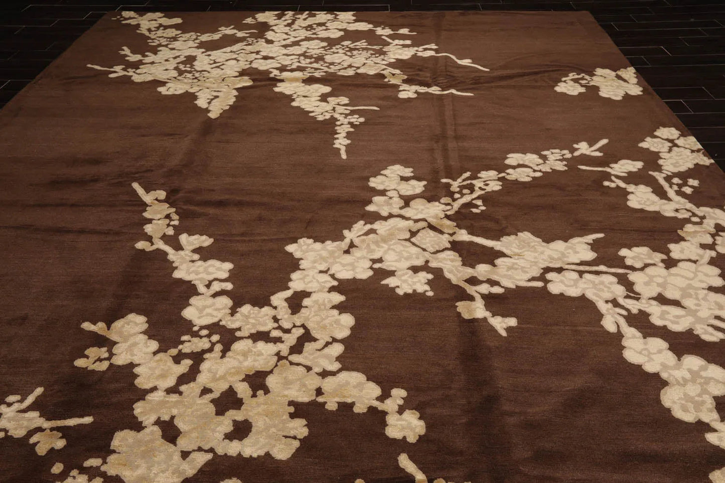 10x14 Brown, Beige Hand Knotted Tibetan Wool and Silk Tibetan Modern & Contemporary Oriental Area Rug-3