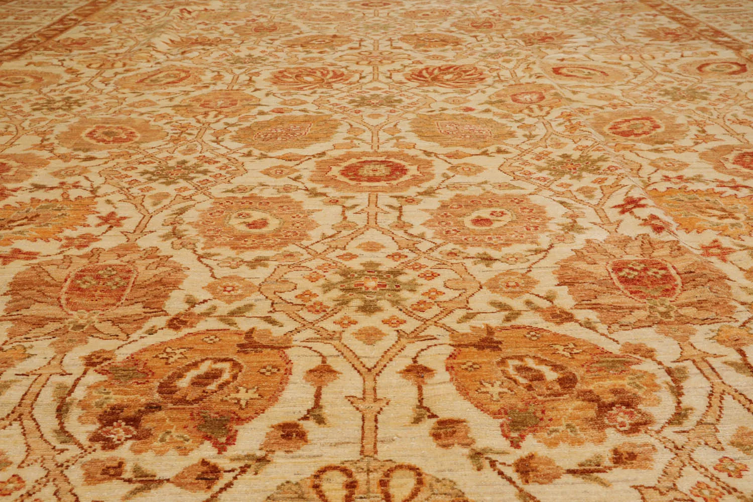 10x14 Ivory, Brown Hand Knotted 100% Wool Peshawar Traditional Oriental Area Rug-4
