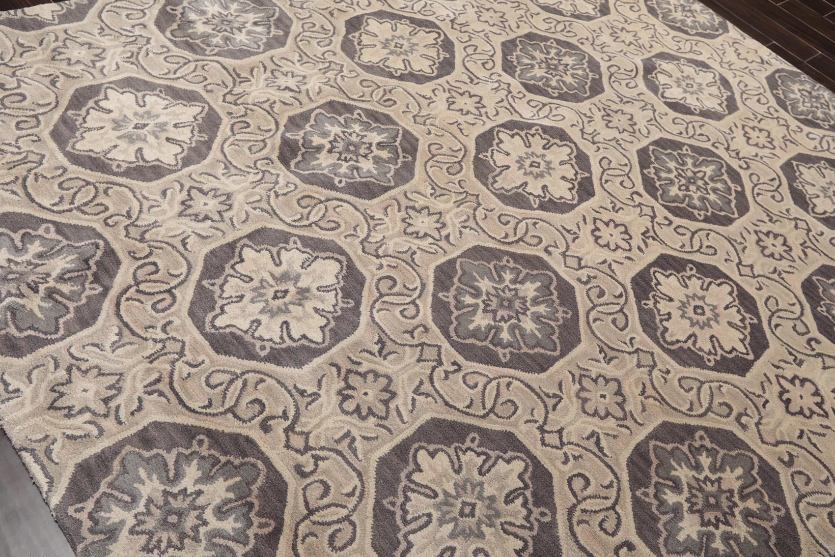 7'5"x9'5" Hanmade Wool & Art Silk Patterned Transitional Oriental Area Rug Gray-2