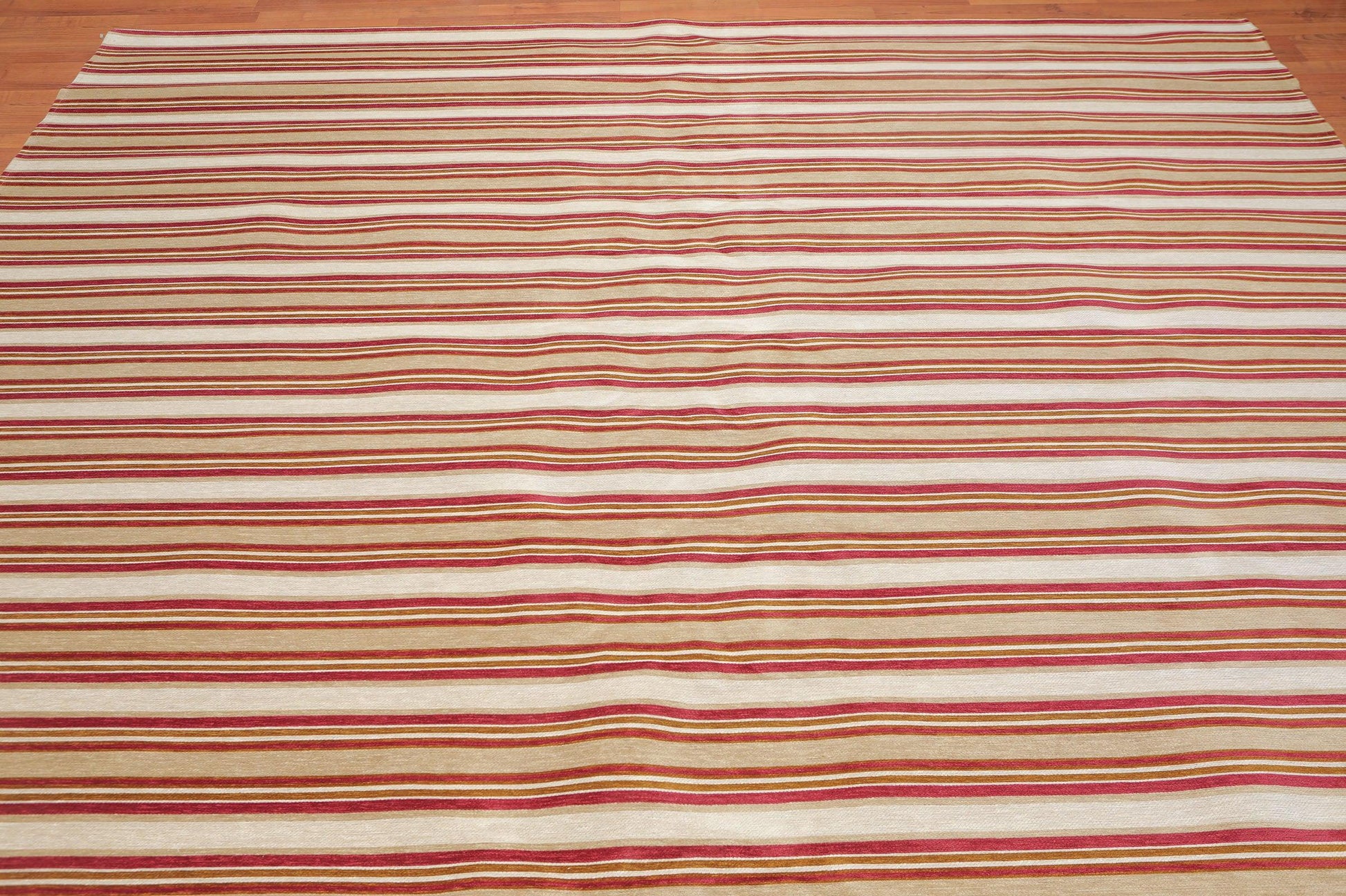 9'2" x 11'8" Contemporary Stripes Designer Cotton Flatweave Area Rug Beige-2