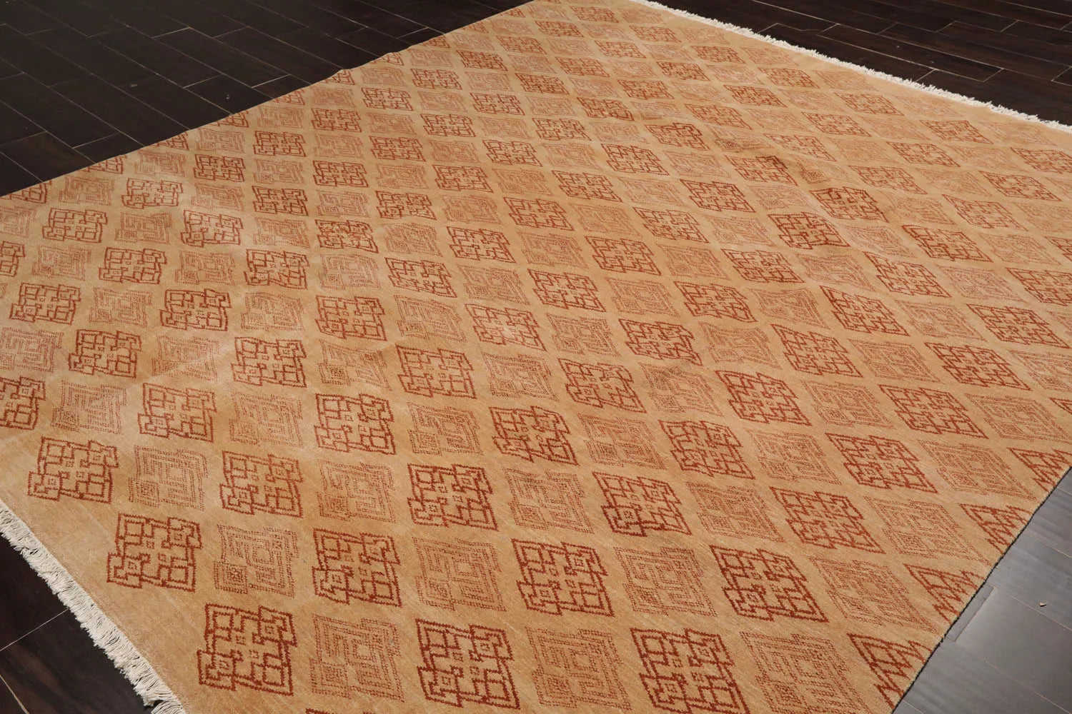 8x10 Tan, Caramel Hand Knotted Tibetan 100% Wool Michaelian & Kohlberg Transitional Oriental Area Rug-3