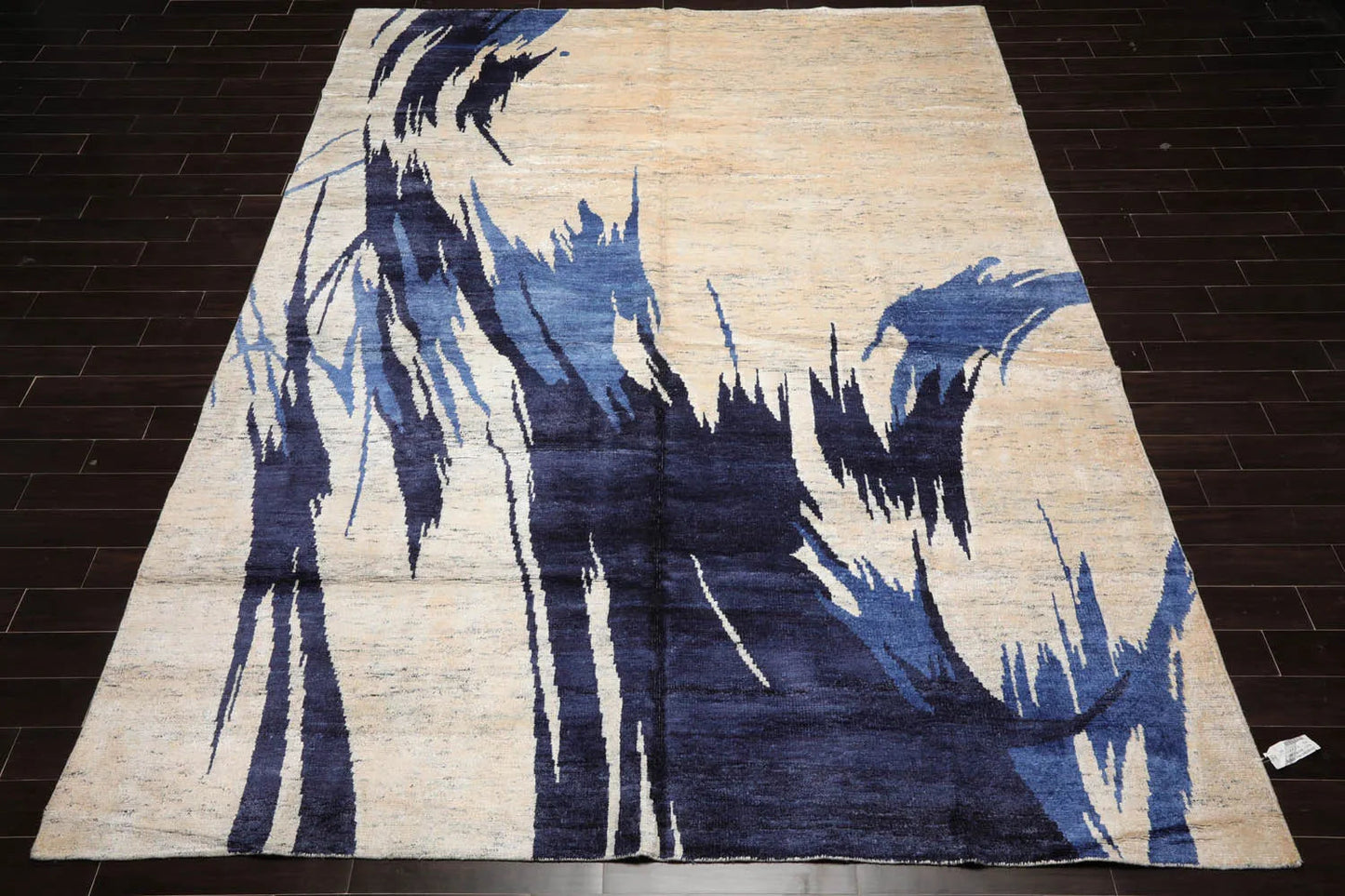 10x14 Beige, Ivory Hand Knotted Tibetan Bamboo Silk Tibetan Modern & Contemporary Oriental Area Rug-2