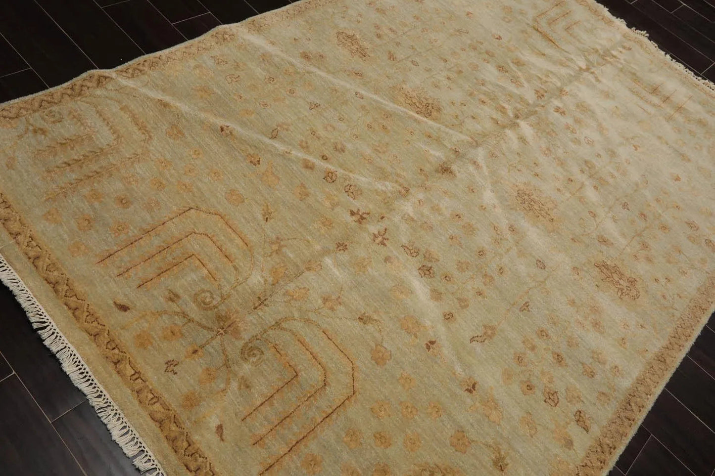 5’6” x 8’ Hand Knotted 100% Wool Transitional Oriental Area Rug Moss-3