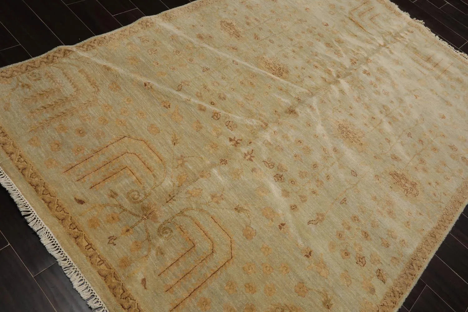 5’6” x 8’ Hand Knotted 100% Wool Transitional Oriental Area Rug Moss-3