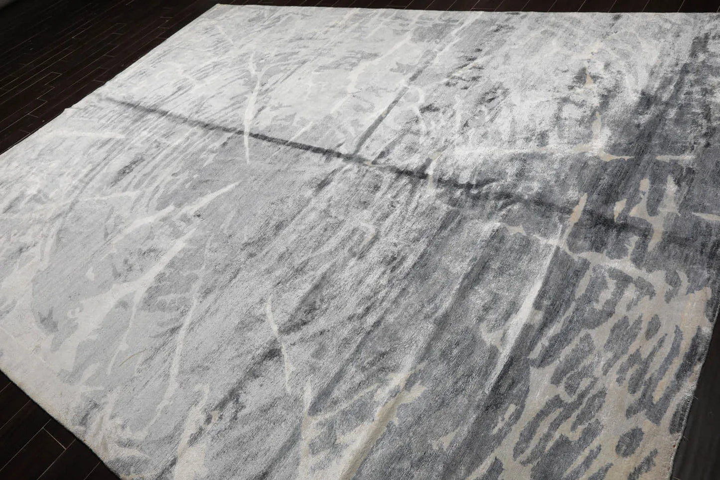 9x12 Gray Hand Knotted Tibetan Bamboo Silk Designer Modern & Contemporary Oriental Area Rug-3
