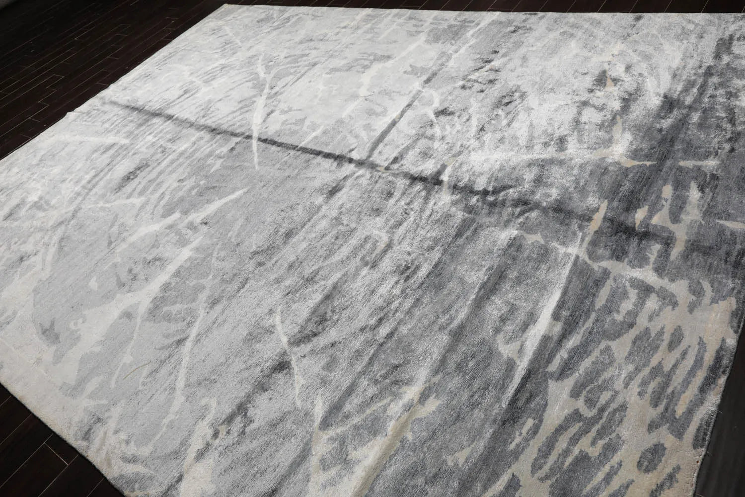 9x12 Gray Hand Knotted Tibetan Bamboo Silk Designer Modern & Contemporary Oriental Area Rug-3