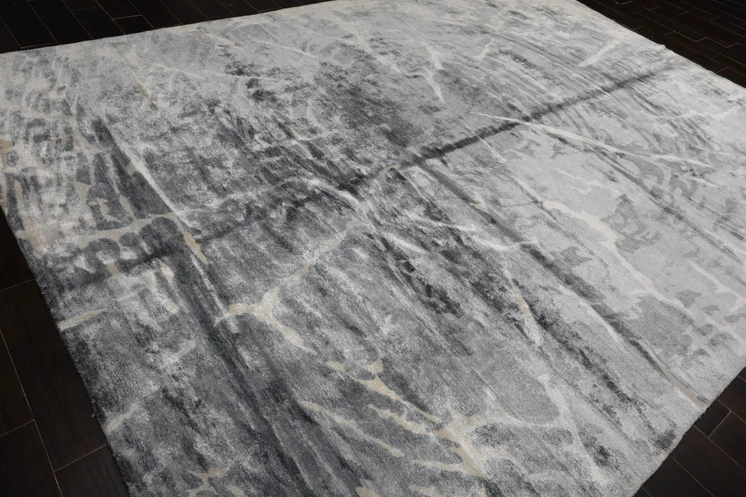 9x12 Gray Hand Knotted Tibetan Bamboo Silk Designer Modern & Contemporary Oriental Area Rug-4