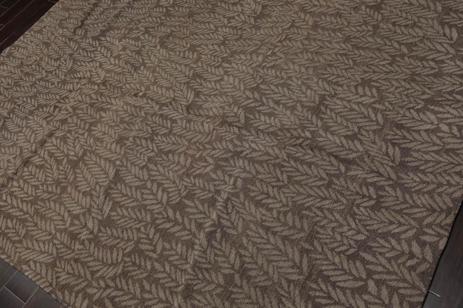 6'1" x 9' Lapchi Hand Knotted Wool Botanical Rosemary Tibetan Area Rug Taupe-2