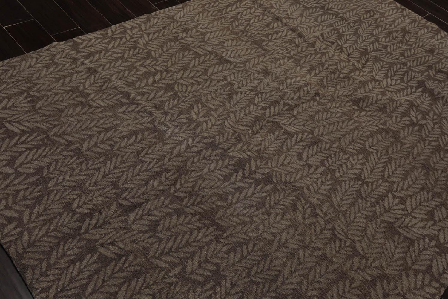 6'1" x 9' Lapchi Hand Knotted Wool Botanical Rosemary Tibetan Area Rug Taupe-3