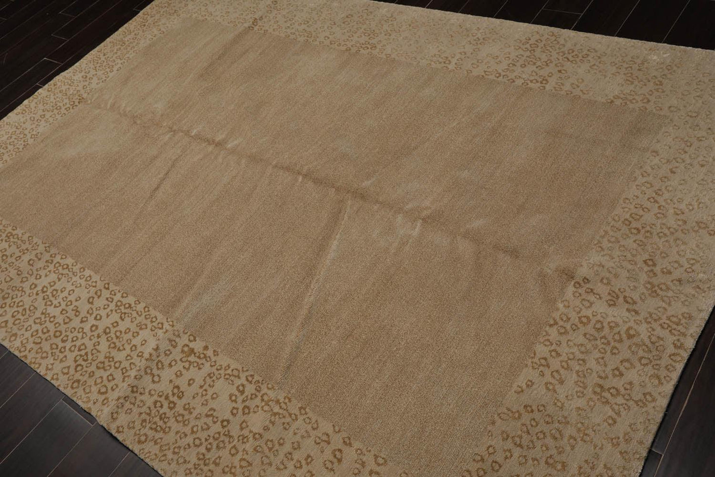 6'1" x 9' Lapchi Hand Knotted Wool & Silk Animal Print Tibetan Area Rug Beige-2