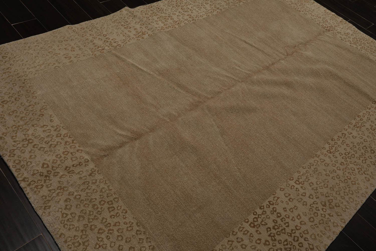 6'1" x 9' Lapchi Hand Knotted Wool & Silk Animal Print Tibetan Area Rug Beige-3