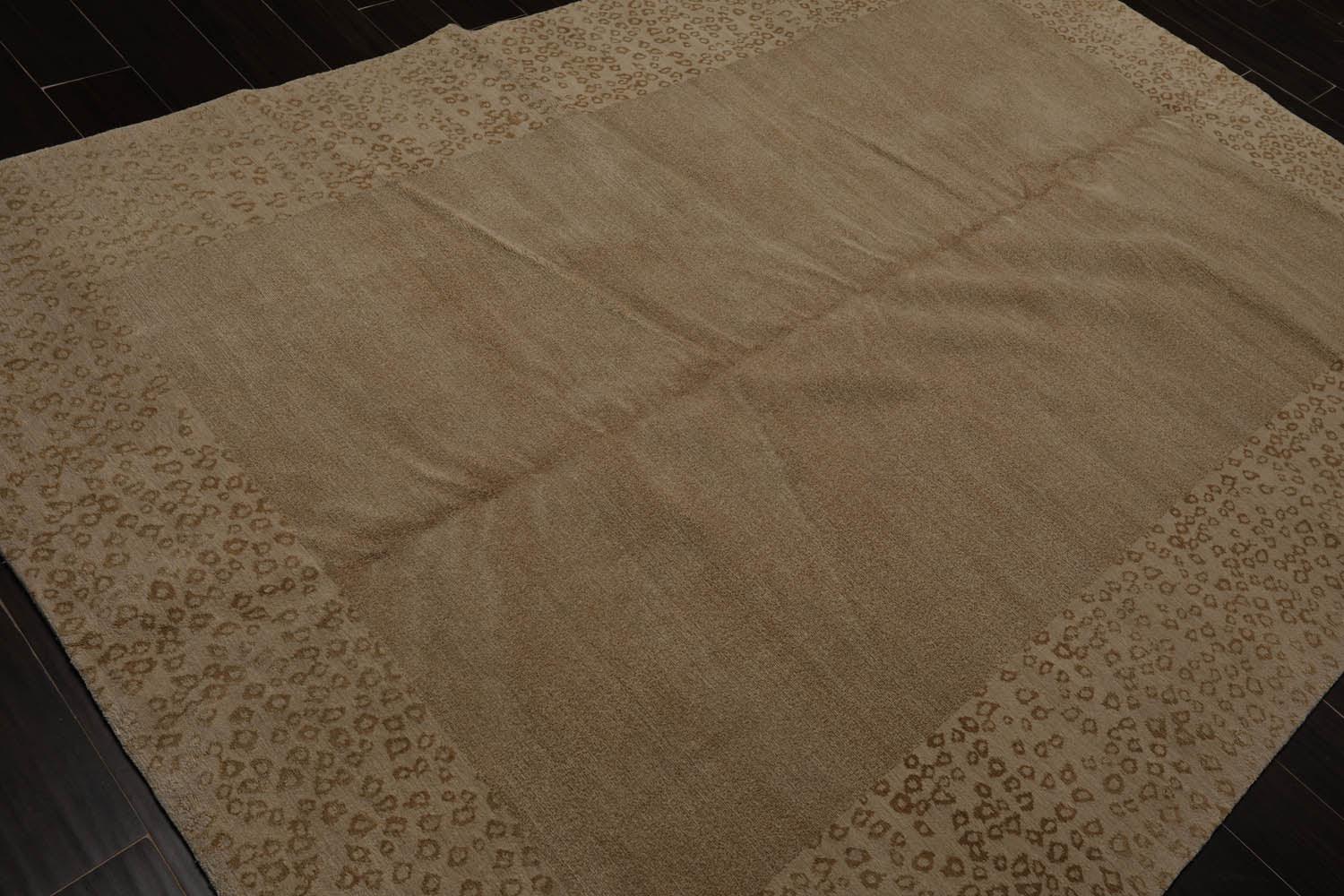 6'1" x 9' Lapchi Hand Knotted Wool & Silk Animal Print Tibetan Area Rug Beige-3