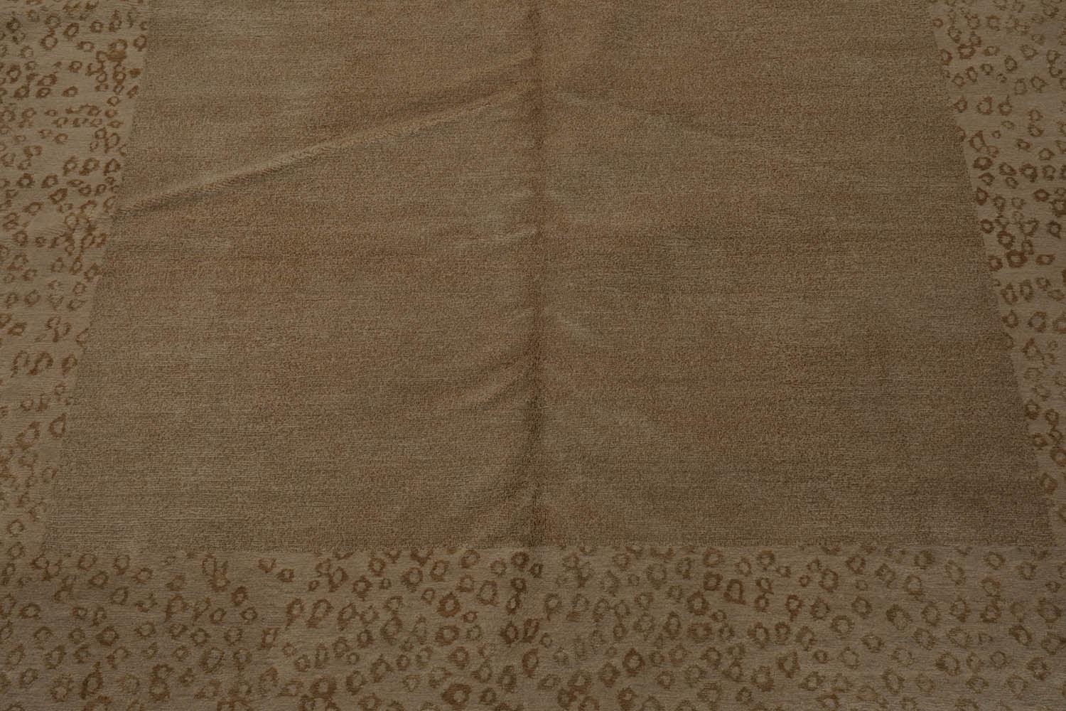 6'1" x 9' Lapchi Hand Knotted Wool & Silk Animal Print Tibetan Area Rug Beige-4