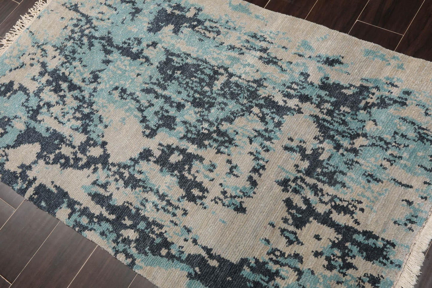 3' x 4'10" Hand Knotted Tibetan Wool Hip Designer Modern Oriental Area Rug Beige-1
