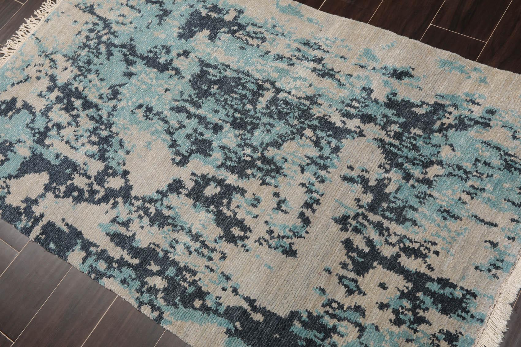 3' x 4'10" Hand Knotted Tibetan Wool Hip Designer Modern Oriental Area Rug Beige-1