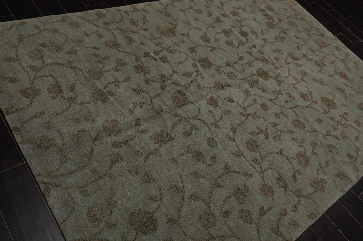 6’ x 9’2" Lapchi Hand Knotted 100% Wool Dropstitch Tibetan Area Rug Gray, Green-3
