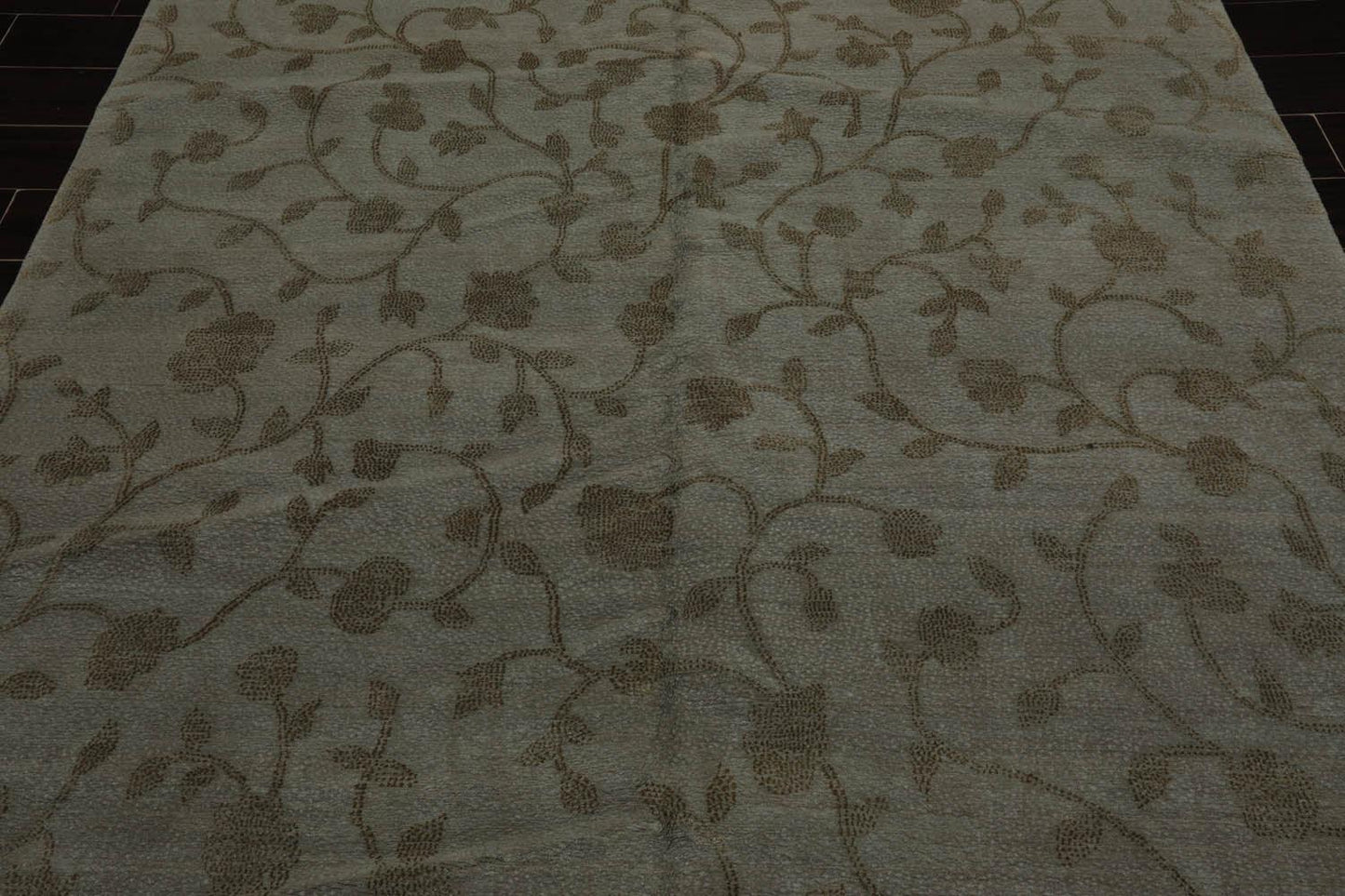 6’ x 9’2" Lapchi Hand Knotted 100% Wool Dropstitch Tibetan Area Rug Gray, Green-4