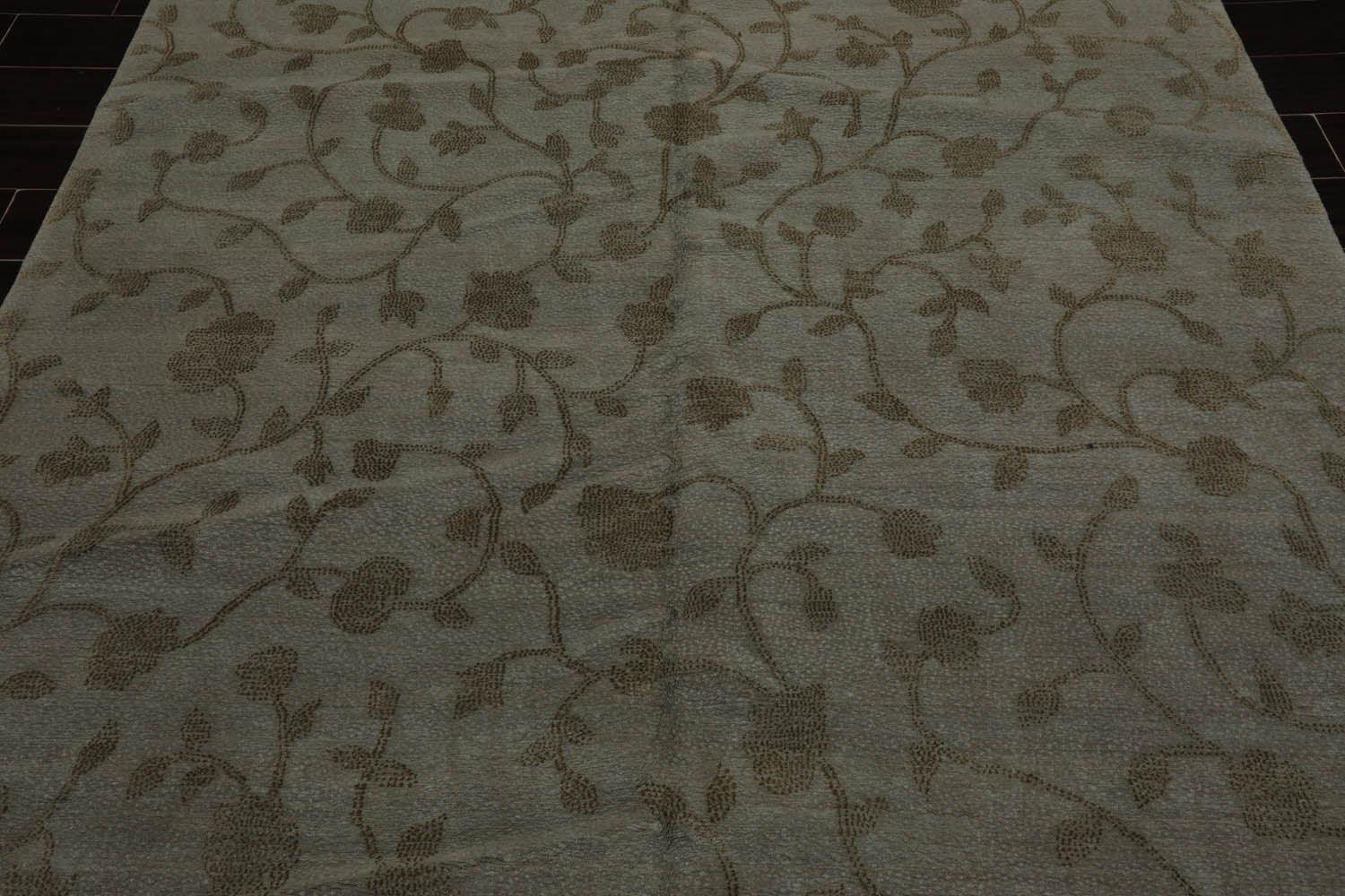 6’ x 9’2" Lapchi Hand Knotted 100% Wool Dropstitch Tibetan Area Rug Gray, Green-4
