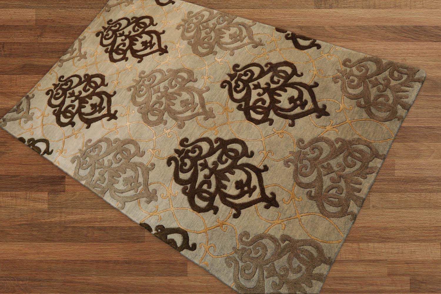 3'7" x 5'7" Handmade 100% Wool Transitional Oriental Area Rug Mint-1