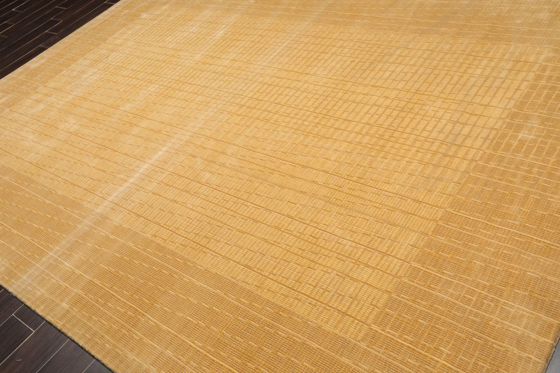 7'9" x 11' Contemporary Wool & Art Silk Modern Area Rug Tan & Beige-2