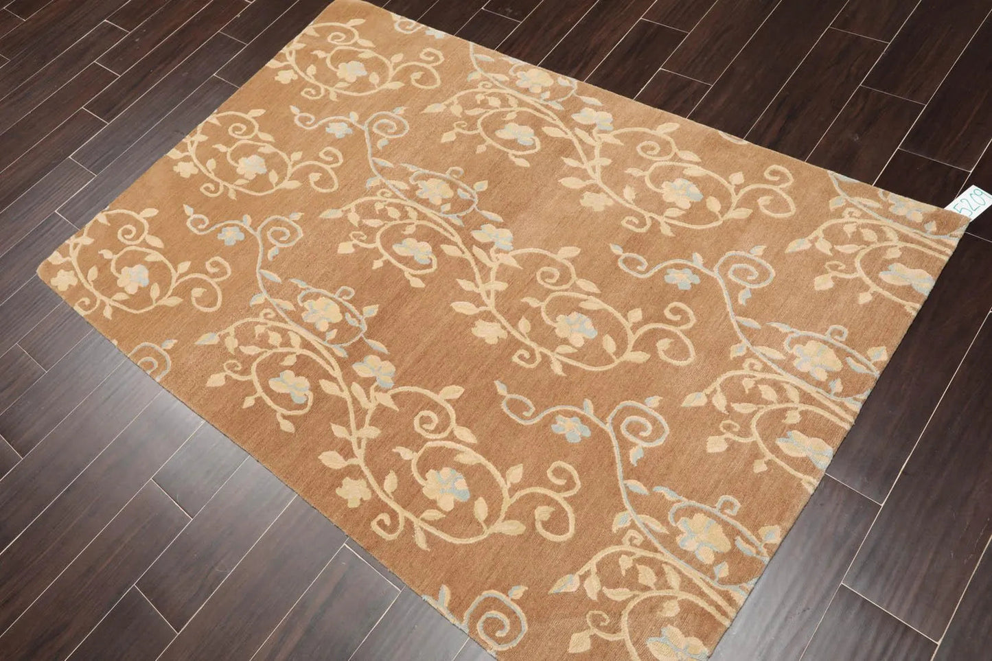 3'11'' x 5'11'' Hand Knotted Tibetan 100% Wool Scrolls Oriental Area Rug Caramel-1