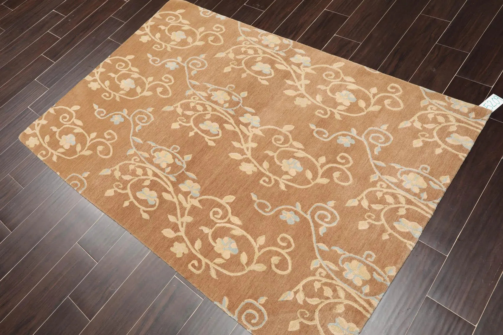 3'11'' x 5'11'' Hand Knotted Tibetan 100% Wool Scrolls Oriental Area Rug Caramel-1