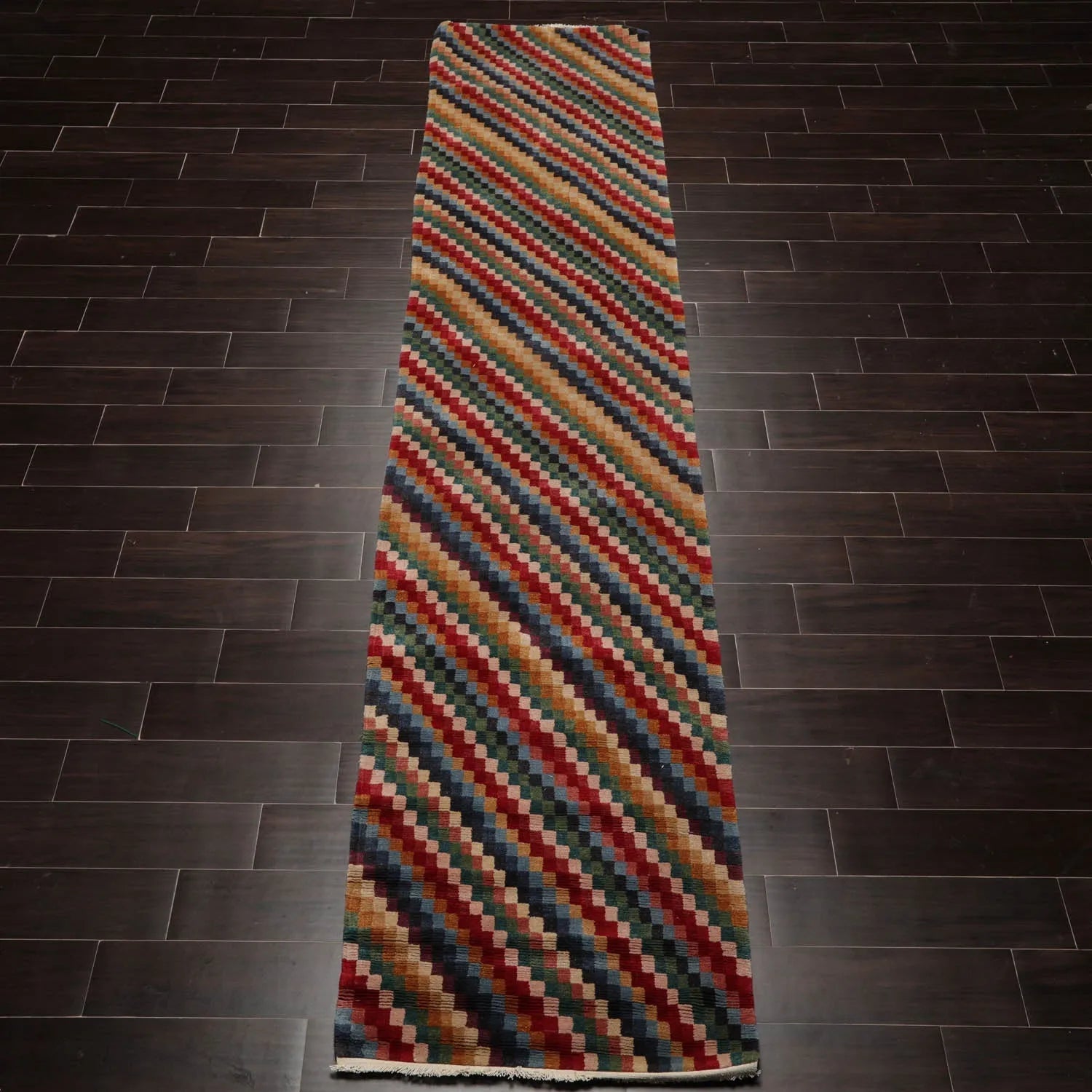 2'9''x12'2'' Runner Red Hand Knotted Tibetan 100% Wool Designer Modern & Contemporary Oriental Area Rug-2