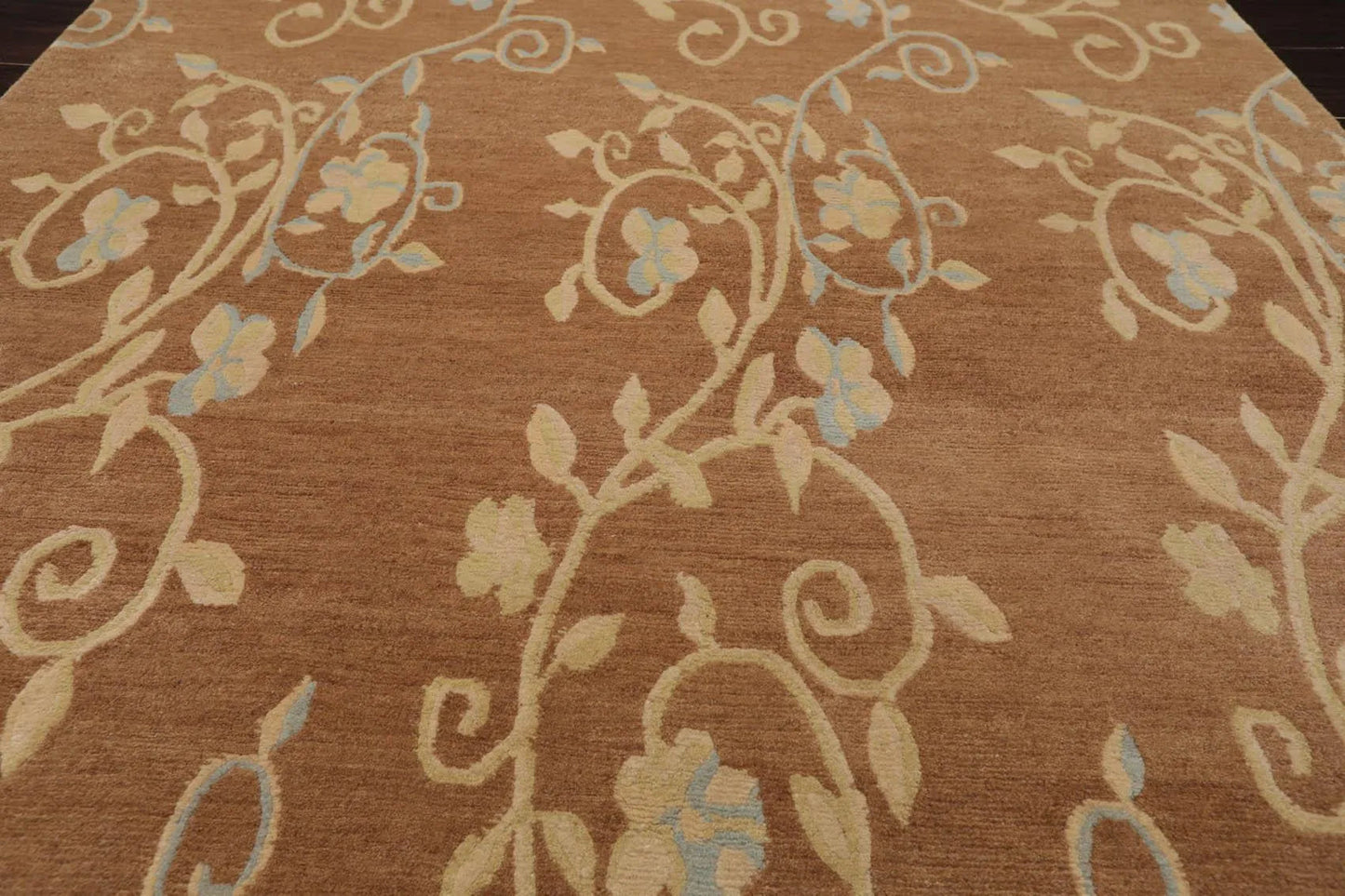 3'11'' x 5'11'' Hand Knotted Tibetan 100% Wool Scrolls Oriental Area Rug Caramel-3