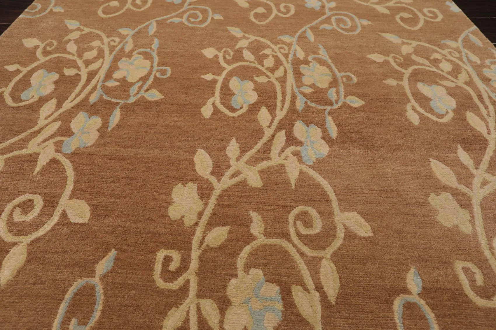 3'11'' x 5'11'' Hand Knotted Tibetan 100% Wool Scrolls Oriental Area Rug Caramel-3