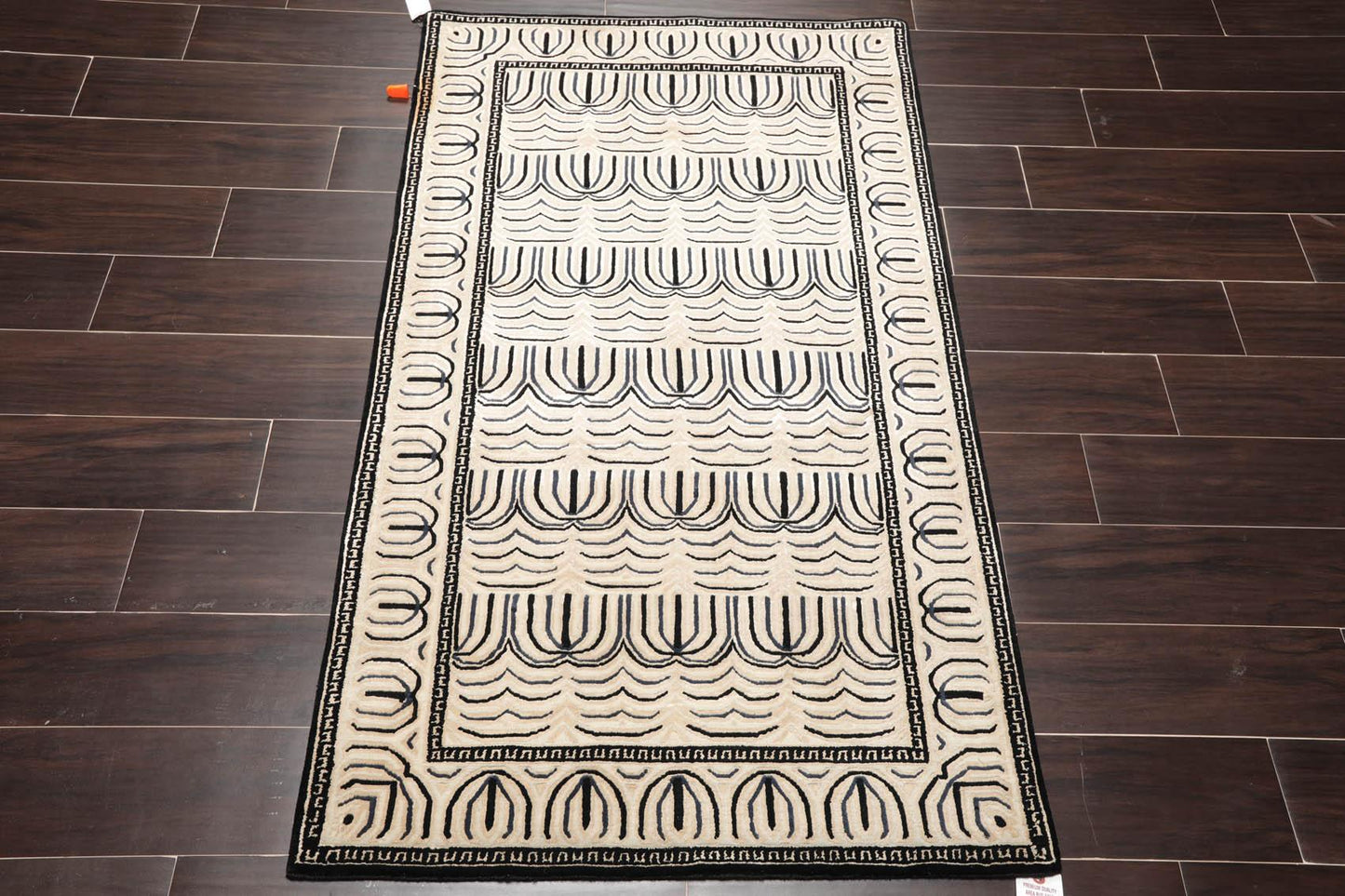 3' x 4'11" Hand Knotted Tibetan Wool & Silk Hip Designer 200 KPSI Area Rug Cream-1