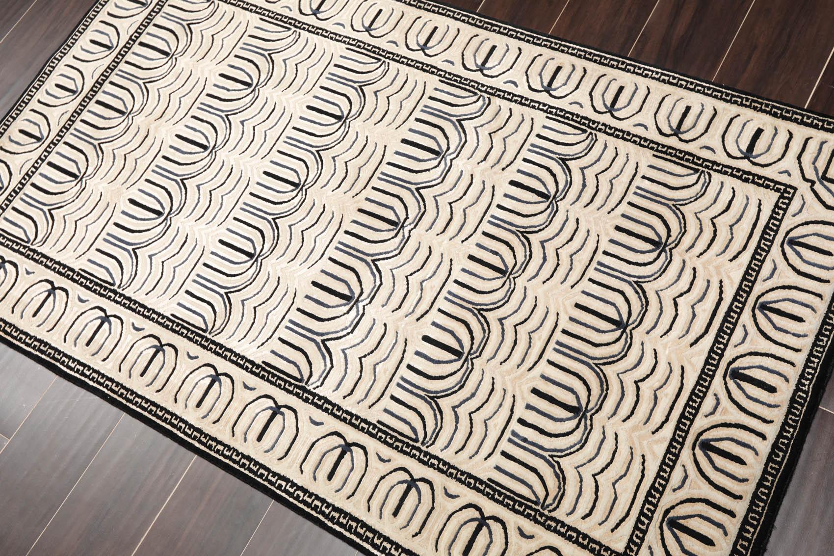 3' x 4'11" Hand Knotted Tibetan Wool & Silk Hip Designer 200 KPSI Area Rug Cream-2