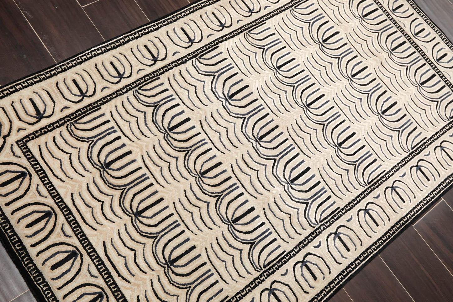3' x 4'11" Hand Knotted Tibetan Wool & Silk Hip Designer 200 KPSI Area Rug Cream-3