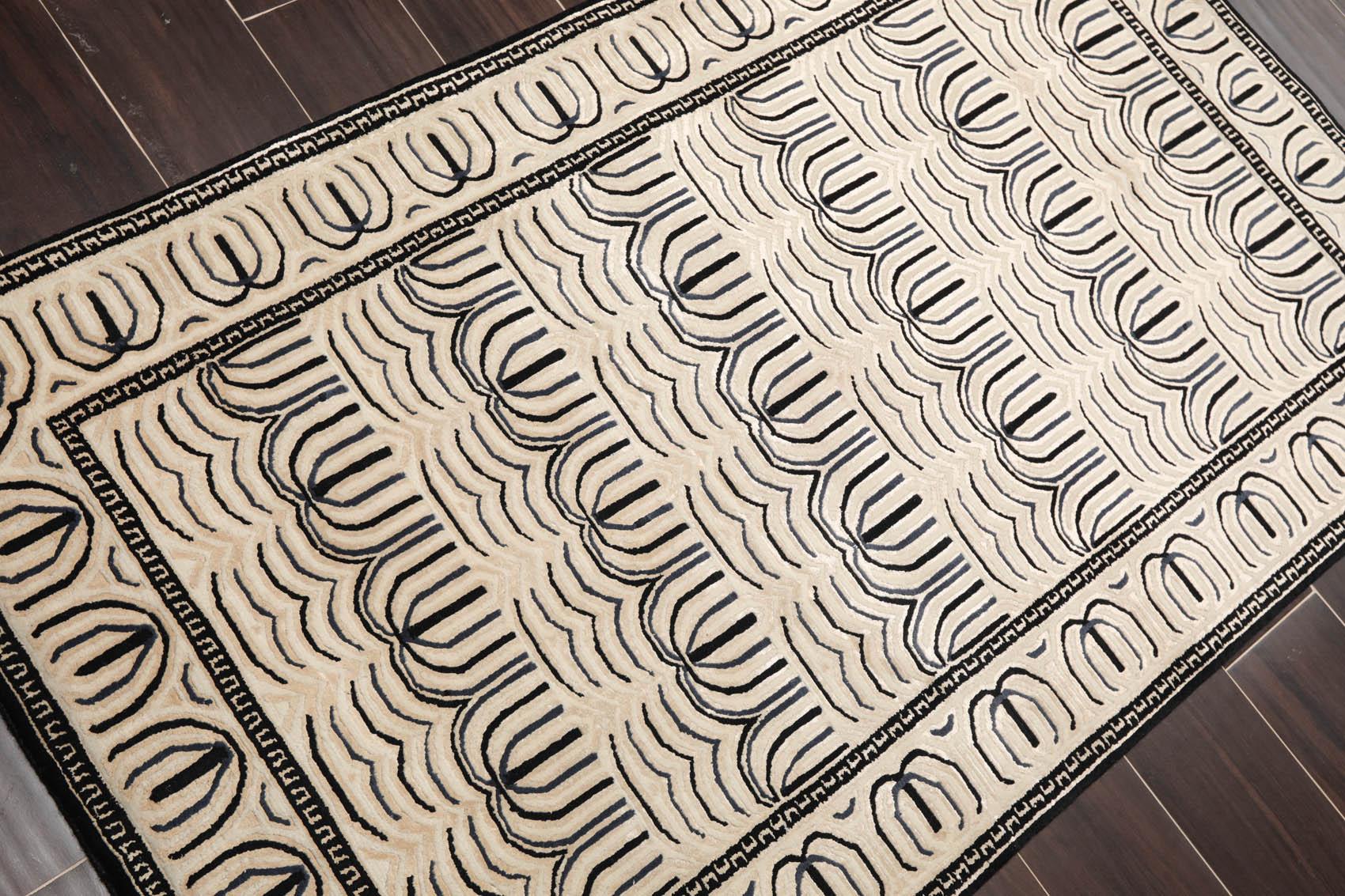 3' x 4'11" Hand Knotted Tibetan Wool & Silk Hip Designer 200 KPSI Area Rug Cream-3