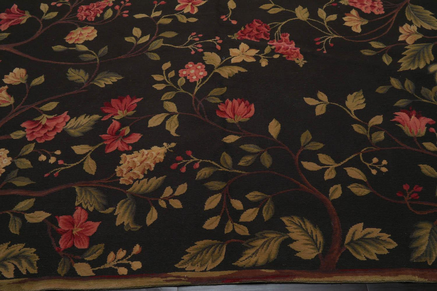 8’3”x9’11" Hand Knotted Wool French Aubusson Savonnerie Area Rug Green-4