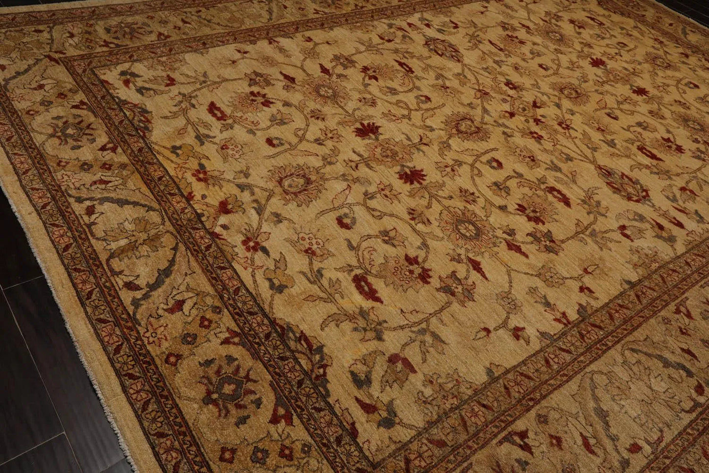 9’11” x 14’ Hand Knotted Wool Peshawar Traditional Oriental Area Rug Light Gold-3