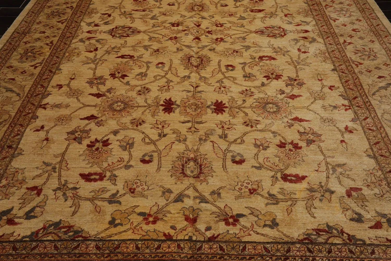 9’11” x 14’ Hand Knotted Wool Peshawar Traditional Oriental Area Rug Light Gold-4