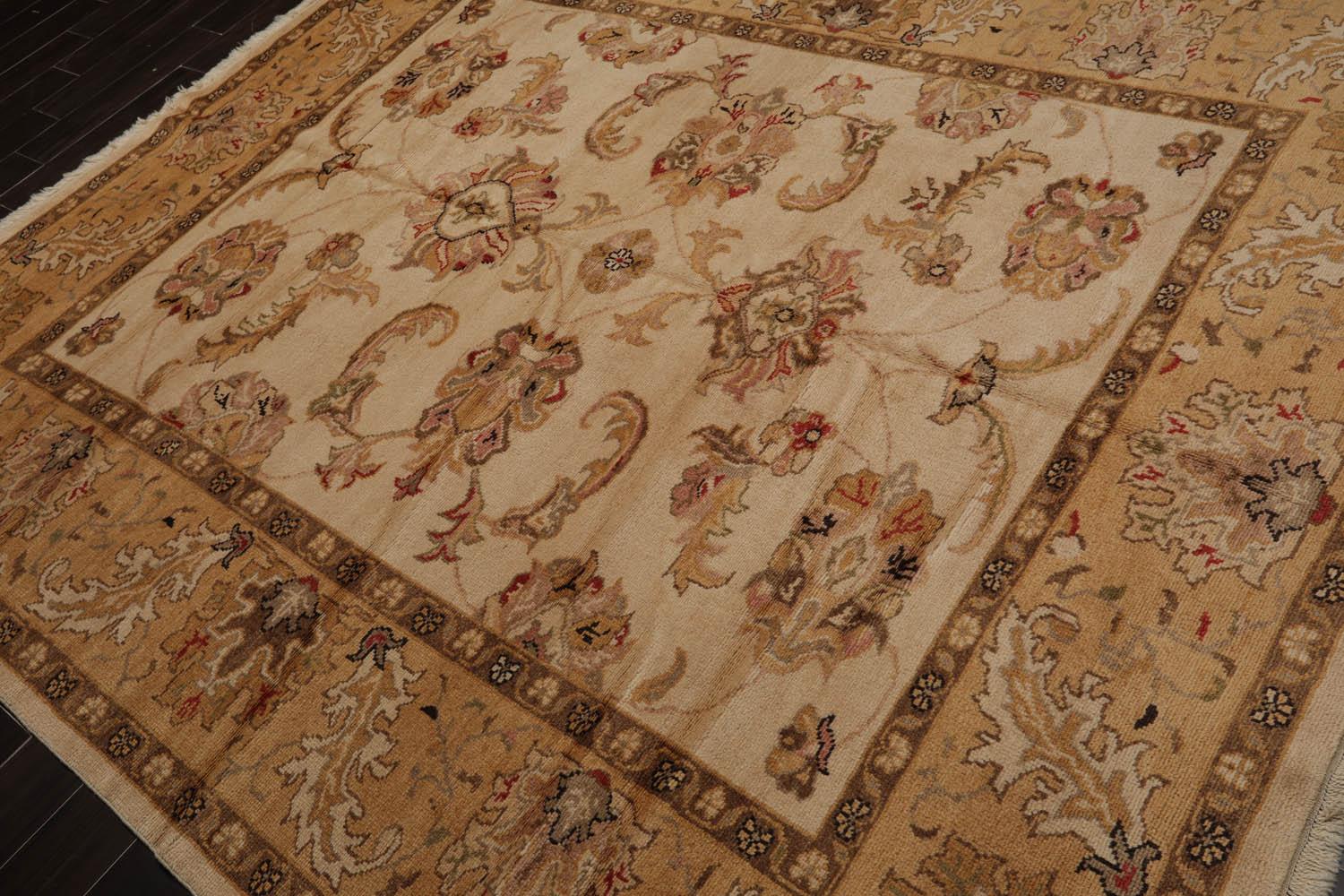 7’11”x9’4" Authentic Hand Knotted Wool Turkish Oushak Oriental Area Rug Beige-1